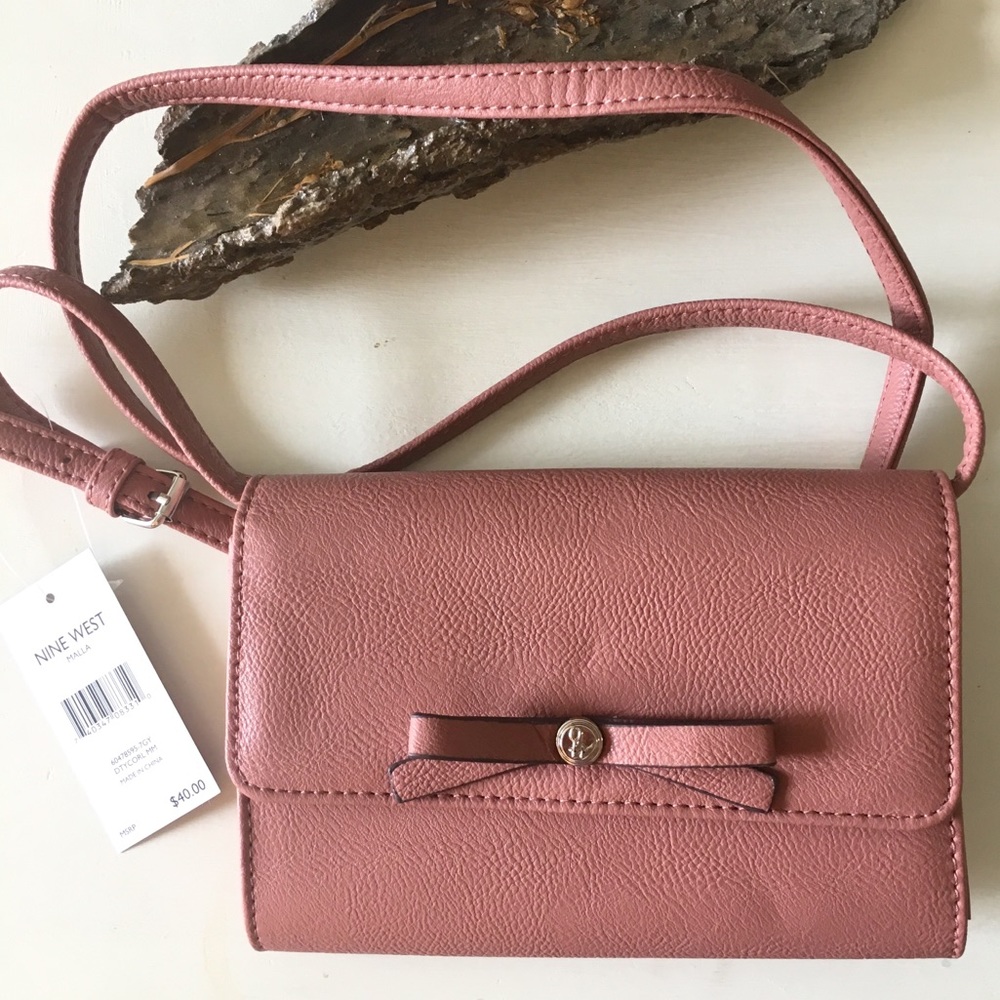 Nine West Malla Crossbody Wallet Dusty Rose